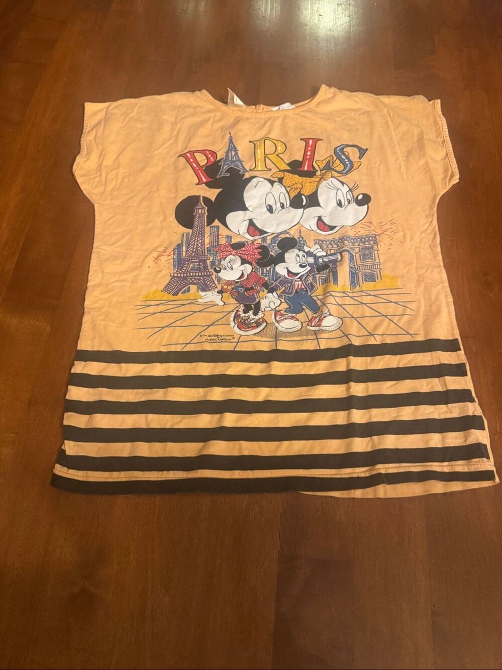 Rare Vintage 90s Disney Mickey Minnie Paris Eiffel Tower Americanwear Shirt L